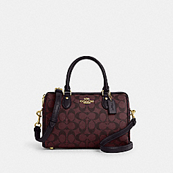 Rowan Satchel In Signature Canvas - CH280 - Gold/Oxblood Multi