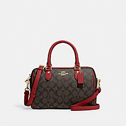 Rowan Satchel In Signature Canvas - CH280 - Gold/Brown 1941 Red