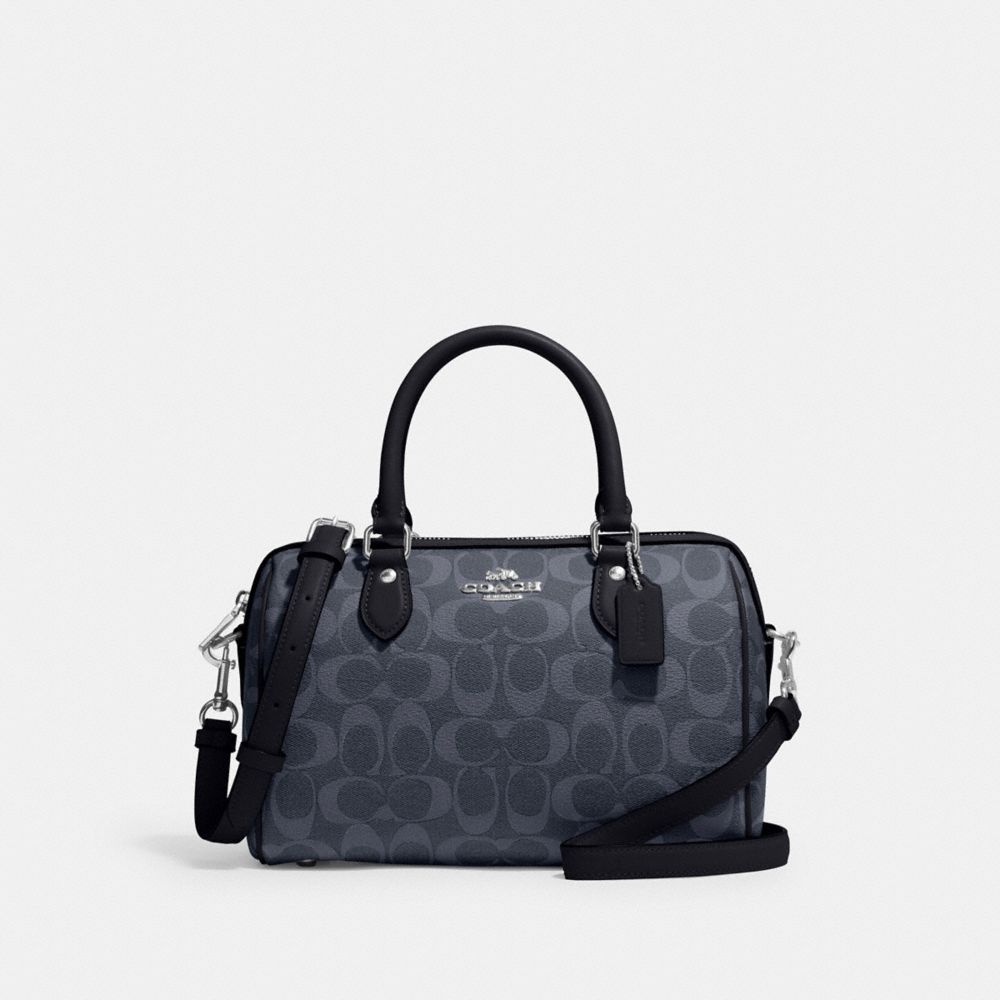 COACH CH280 Rowan Satchel In Signature Canvas SILVER/DENIM/MIDNIGHT NAVY