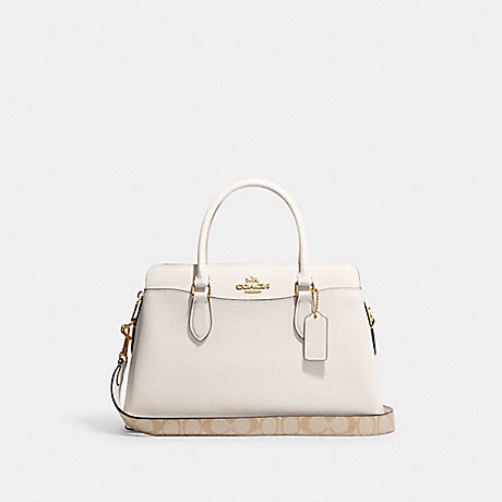 COACH CH290 Darcie Carryall With Signature Canvas Detail Gold/Chalk