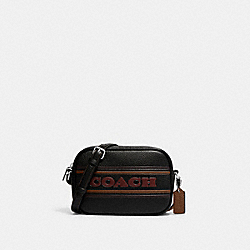 Mini Jamie Camera Bag With Coach Stripe - CH308 - Silver/Black/Saddle