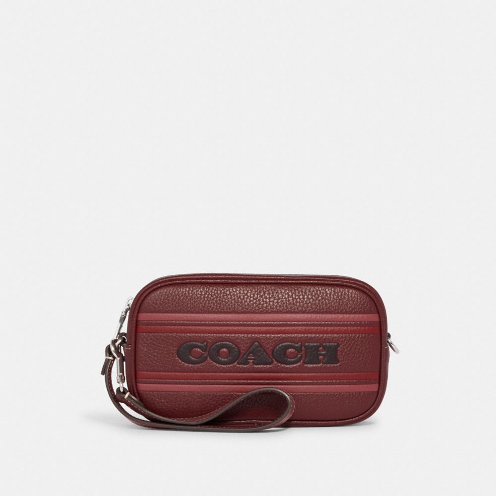 COACH CH309 Jamie Wristlet With Coach Stripe SILVER/WINE MULTI