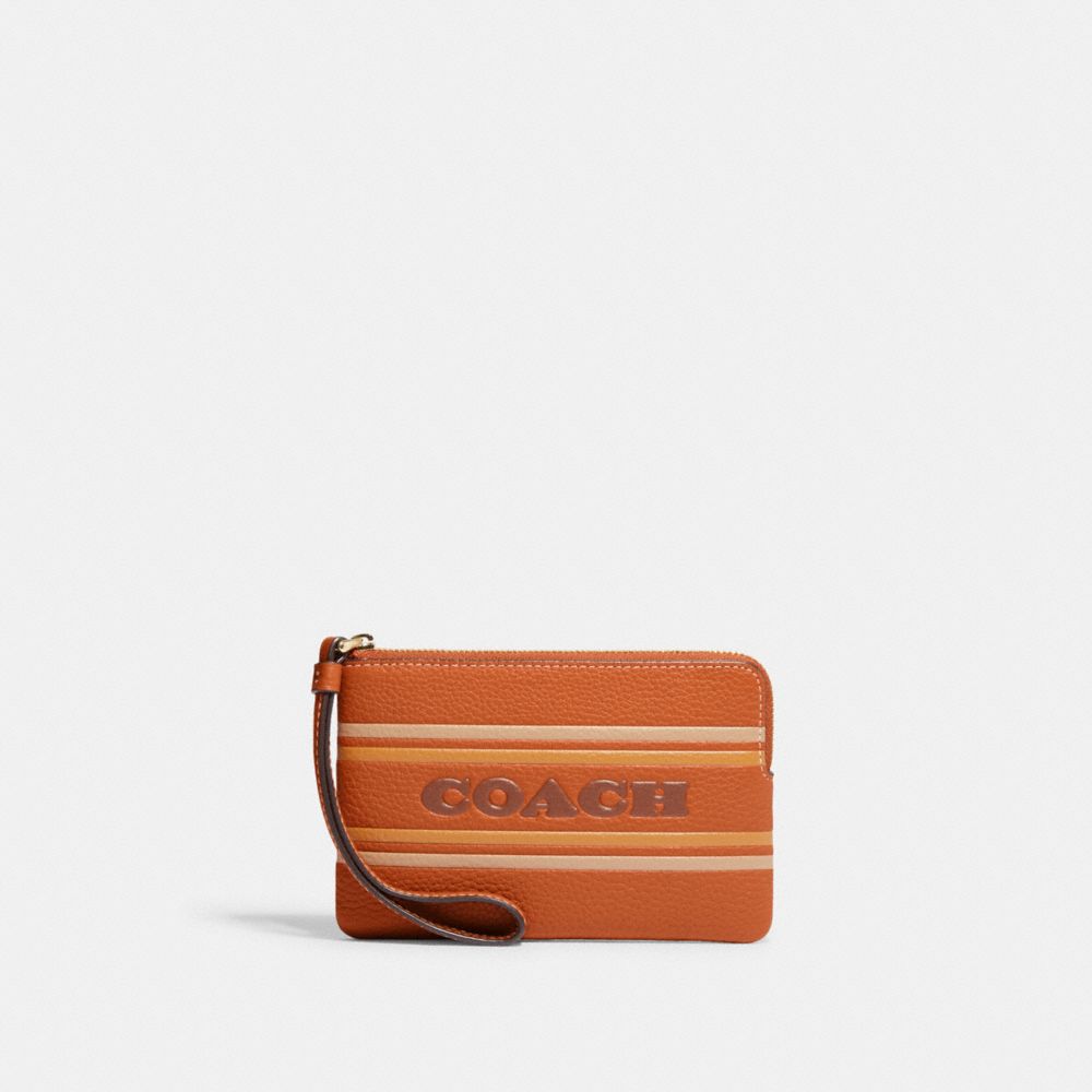COACH CH311 Corner Zip Wristlet With Coach Stripe IM/CANYON MULTI