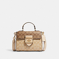 COACH CH314 Morgan Top Handle Satchel In Blocked Signature Canvas GOLD/LIGHT KHAKI MULTI