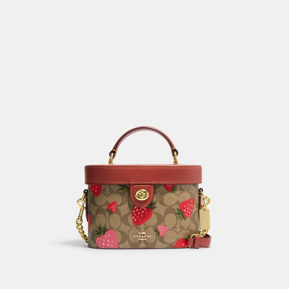 COACH CH323 Kay Crossbody In Signature Canvas With Wild Strawberry Print GOLD/KHAKI MULTI