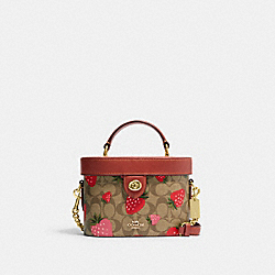 Kay Crossbody In Signature Canvas With Wild Strawberry Print - CH323 - Gold/Khaki Multi