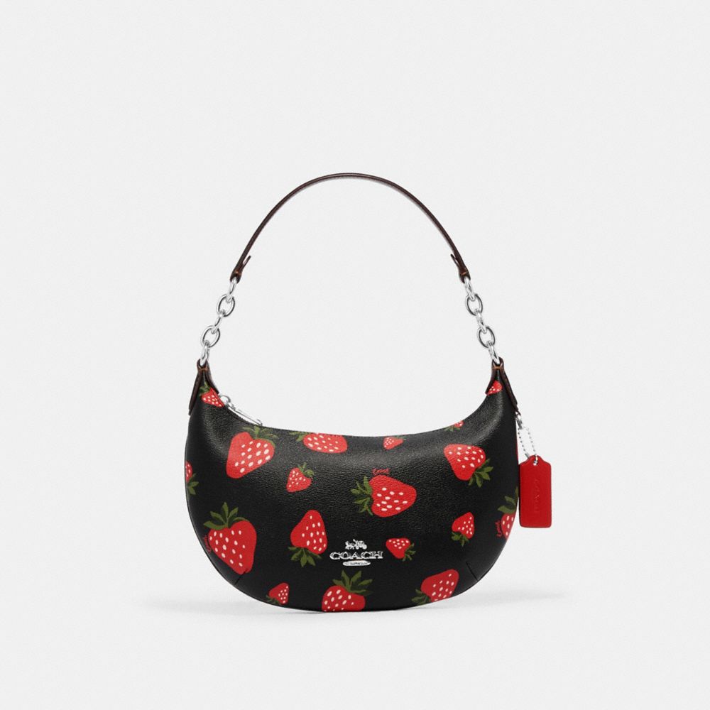 COACH CH330 Payton Hobo With Wild Strawberry Print SILVER/BLACK MULTI