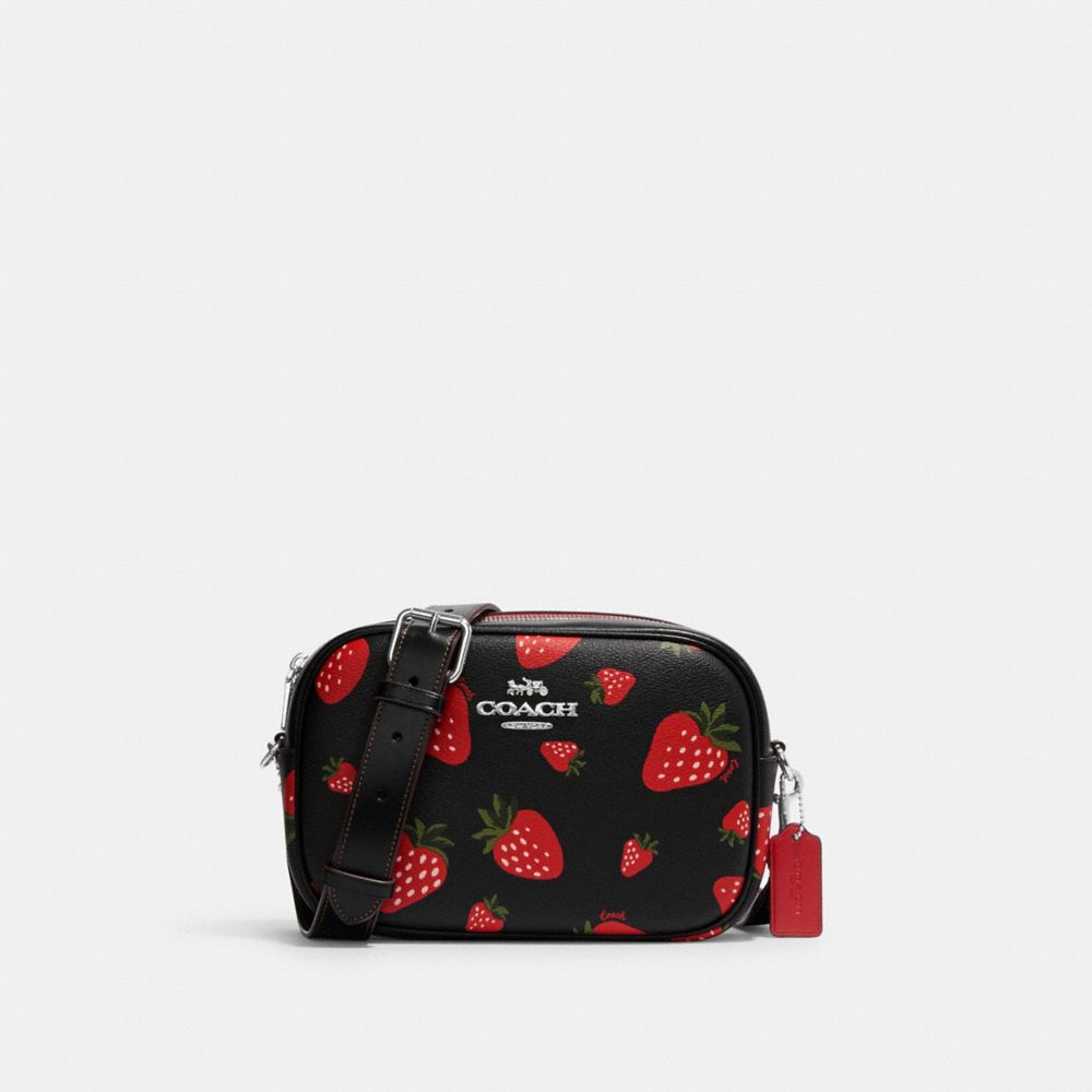 COACH CH332 Jamie Camera Bag With Wild Strawberry Print SILVER/BLACK MULTI