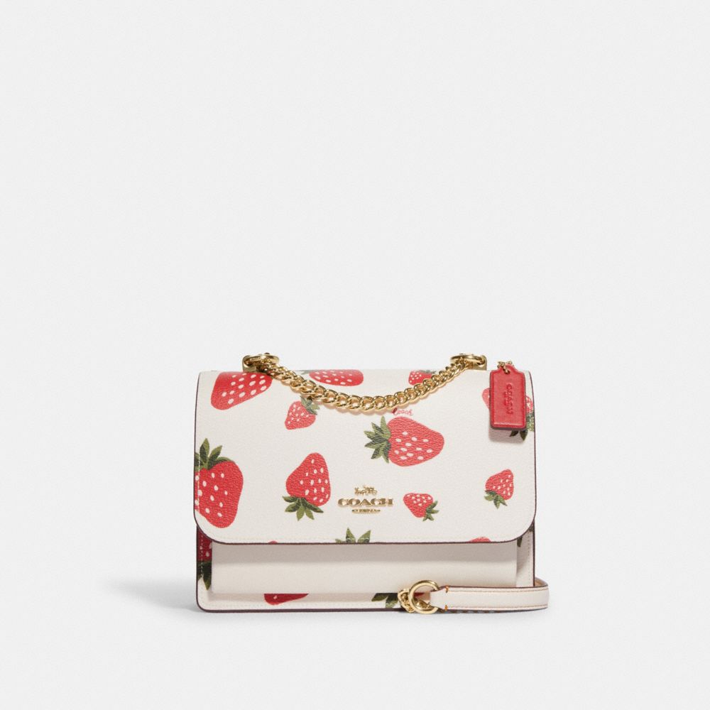 COACH CH333 Klare Crossbody With Wild Strawberry Print Gold/Chalk Multi