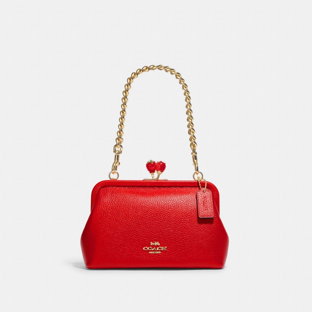 COACH CH339 Nora Kisslock Crossbody With Strawberry Gold/Electric Red