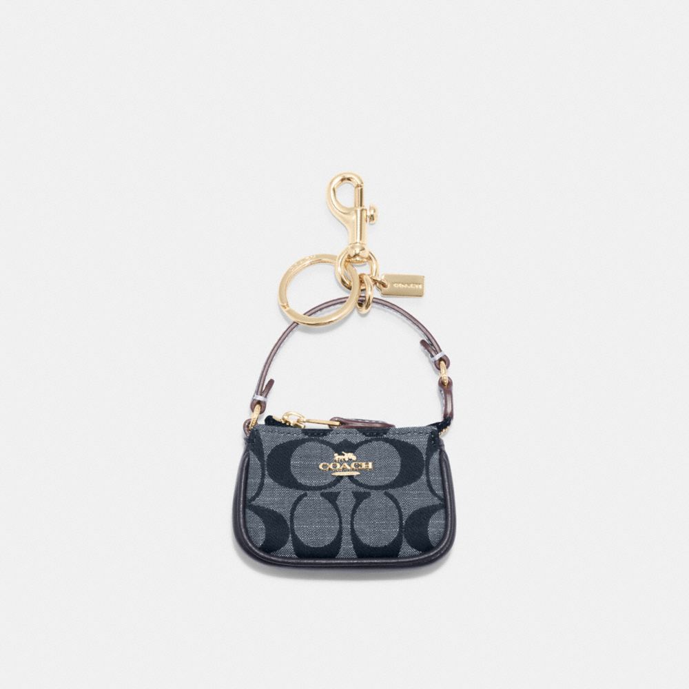 Mini Nolita Bag Charm In Signature Chambray - CH340 - Gold/Denim Multi