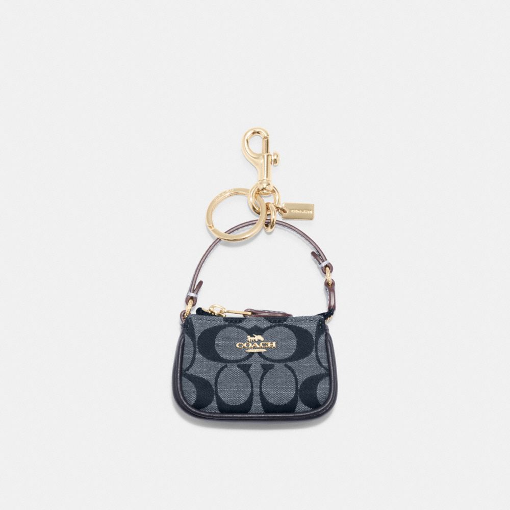 COACH CH340 Mini Nolita Bag Charm In Signature Chambray Gold/Denim Multi