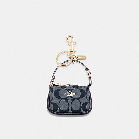 COACH CH340 Mini Nolita Bag Charm In Signature Chambray Gold/Denim-Multi