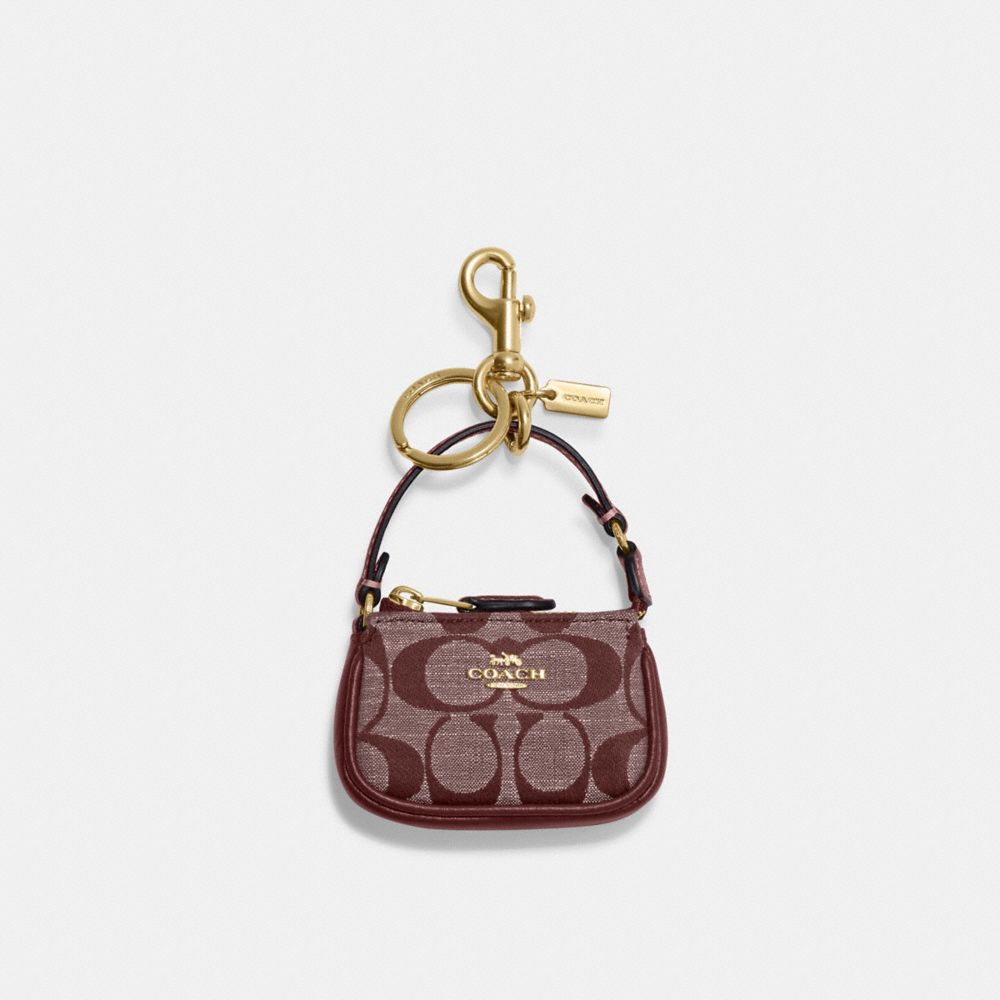 Mini Nolita Bag Charm In Signature Chambray - CH340 - Gold/Wine Multi