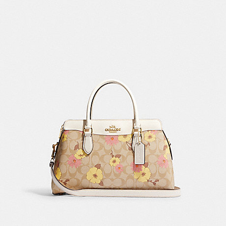 COACH CH345 Darcie Carryall In Signature Canvas With Floral Cluster Print Gold/Light-Khaki-Multi