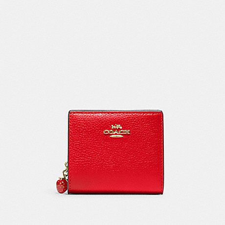 COACH CH350 Snap Wallet With Strawberry Gold/Electric Red