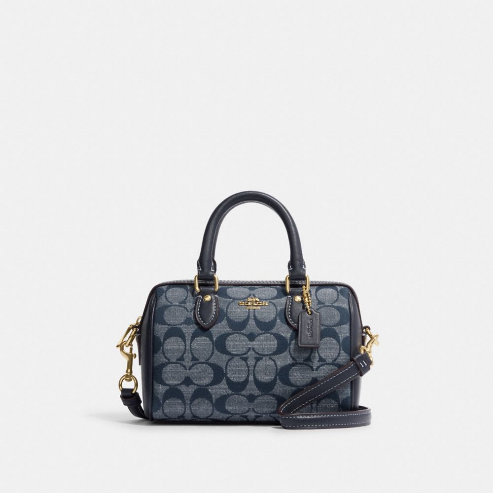 COACH CH370 Mini Rowan Crossbody In Signature Chambray Gold/Denim Multi