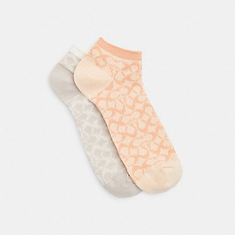 COACH CH395 Signature Ankle Socks Flower Pink/Chalk