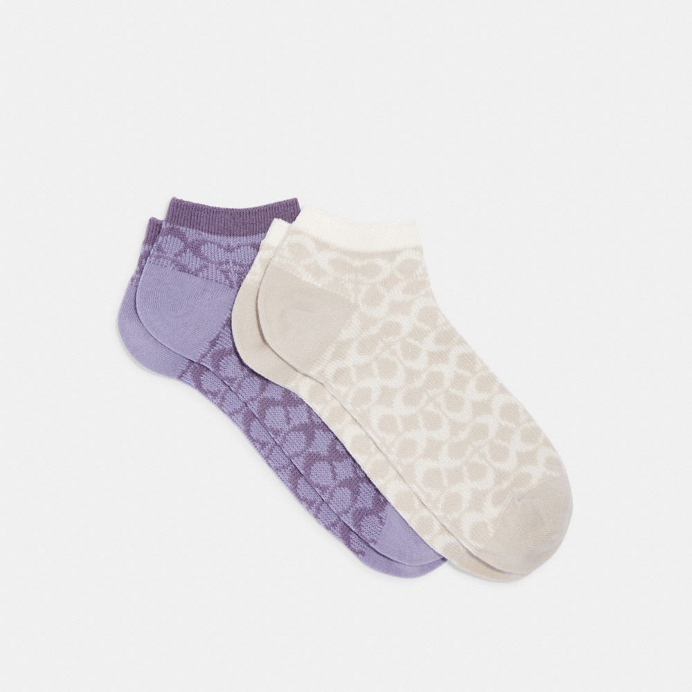 COACH CH395 Signature Ankle Length Socks MIST/CHALK