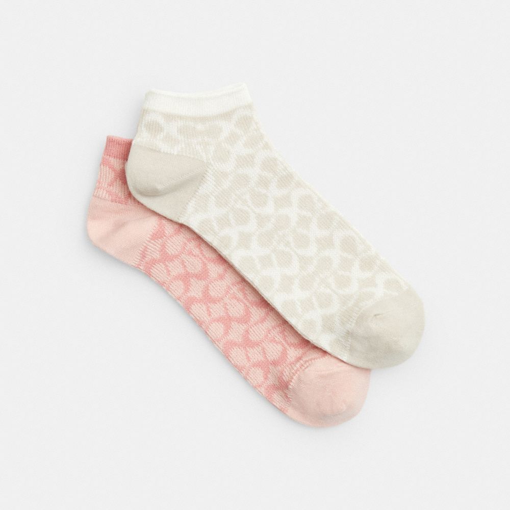 COACH CH395 Signature Ankle Socks BLOSSOM/CHALK