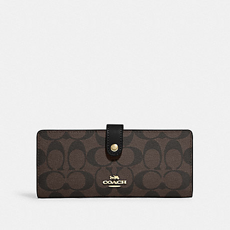 COACH CH414 Slim Wallet In Signature Canvas Gold/Brown Black
