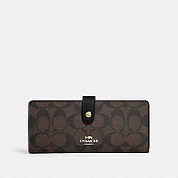 COACH CH414 Slim Wallet In Signature Canvas GOLD/BROWN BLACK