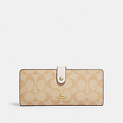 COACH CH414 Slim Wallet In Signature Canvas GOLD/LIGHT KHAKI CHALK