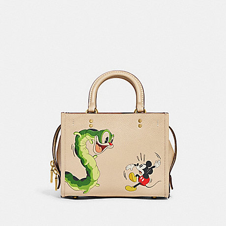 COACH CH461 Disney X Coach Rogue 25 In Regenerative Leather With Mickey Mouse And Caterpillar Brass/Ivory