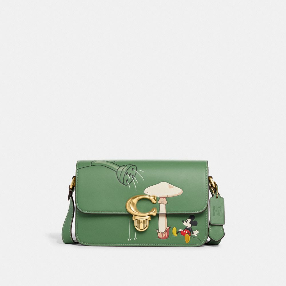 COACH CH466 Disney X Coach Studio Shoulder Bag With Mickey Mouse And Watering Can Brass/Soft Green