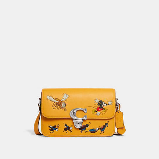 CH467 - Disney X Coach Studio Shoulder Bag With Mickey Mouse And Bugs Silver/Buttercup