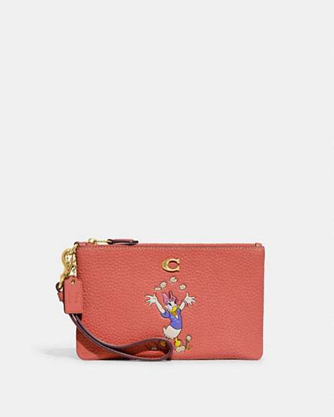 DISNEY X COACH SMALL WRISTLET IN REGENERATIVE LEATHER WITH DAISY DUCK