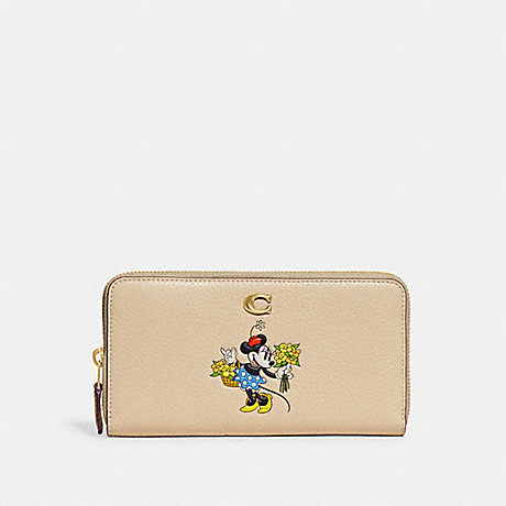 COACH CH472 Disney X Coach Accordion Zip Wallet With Minnie Mouse In Regenerative Leather Brass/Ivory