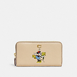 Disney X Coach Accordion Zip Wallet With Minnie Mouse In Regenerative Leather - CH472 - Brass/Ivory