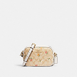 Mini Jamie Camera Bag In Signature Canvas With Nostalgic Ditsy Print - CH475 - Gold/Light Khaki Multi