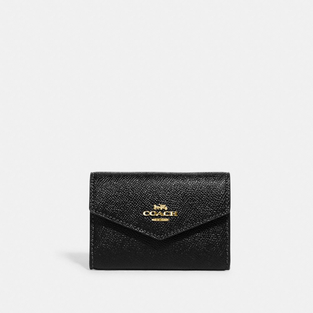 COACH CH487 Flap Card Case GOLD/BLACK