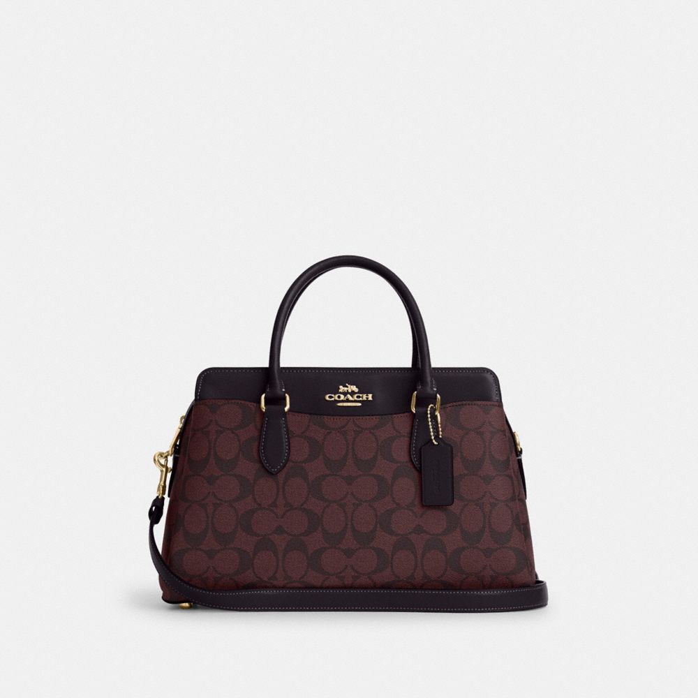 COACH CH488 Darcie Carryall In Signature Canvas GOLD/OXBLOOD MULTI