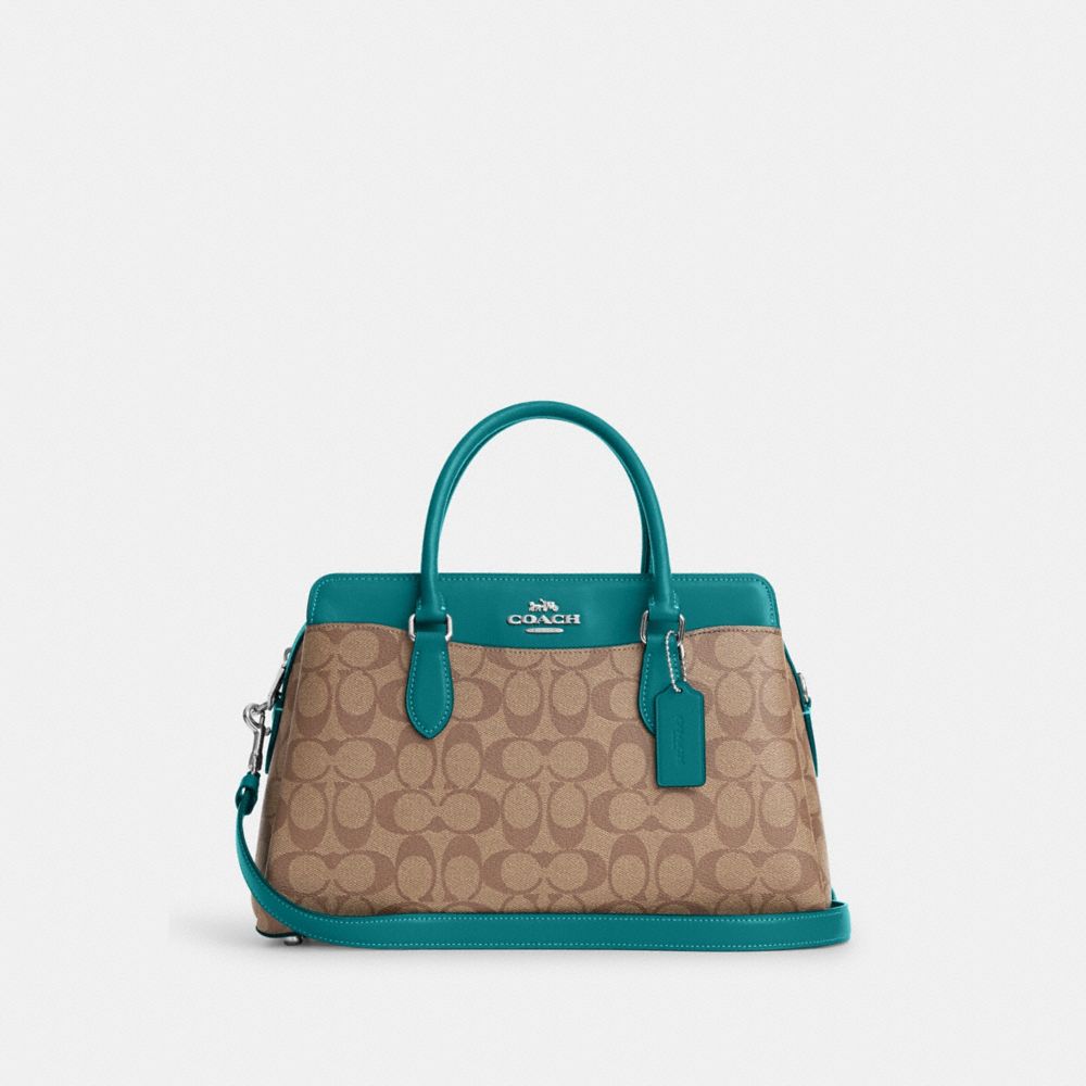 Darcie Carryall In Signature Canvas - CH488 - Silver/Khaki/Teal