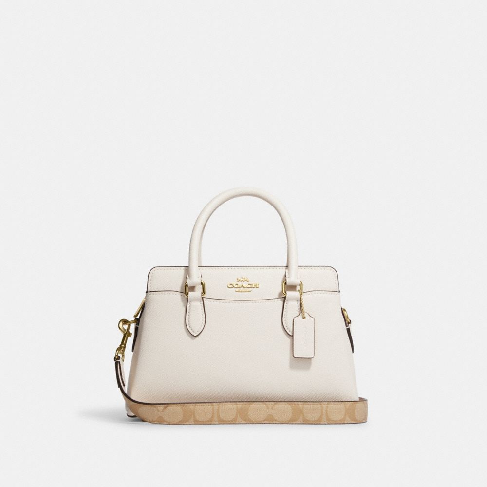 COACH CH502 Mini Darcie Carryall With Signature Canvas Detail GOLD/CHALK