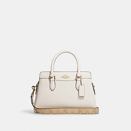 COACH CH502 Mini Darcie Carryall With Signature Canvas Detail Gold/Chalk