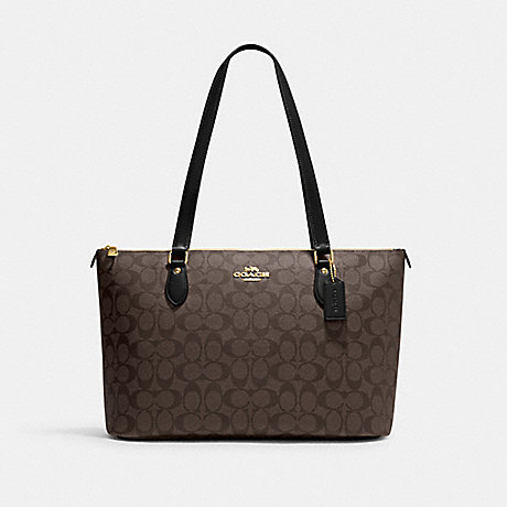 COACH CH504 Gallery Tote In Signature Canvas Gold/Brown-Black