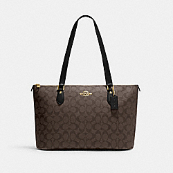 Gallery Tote In Signature Canvas - CH504 - Gold/Brown Black