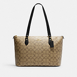 COACH CH504 Gallery Tote In Signature Canvas GOLD/KHAKI/BLACK