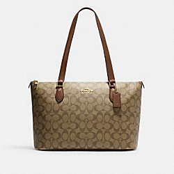 Gallery Tote In Signature Canvas - CH504 - Gold/Khaki Saddle 2