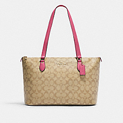 COACH CH504 Gallery Tote In Signature Canvas IM/LIGHT KHAKI/PETUNIA