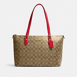 Gallery Tote In Signature Canvas - CH504 - Im/Khaki/Electric Red