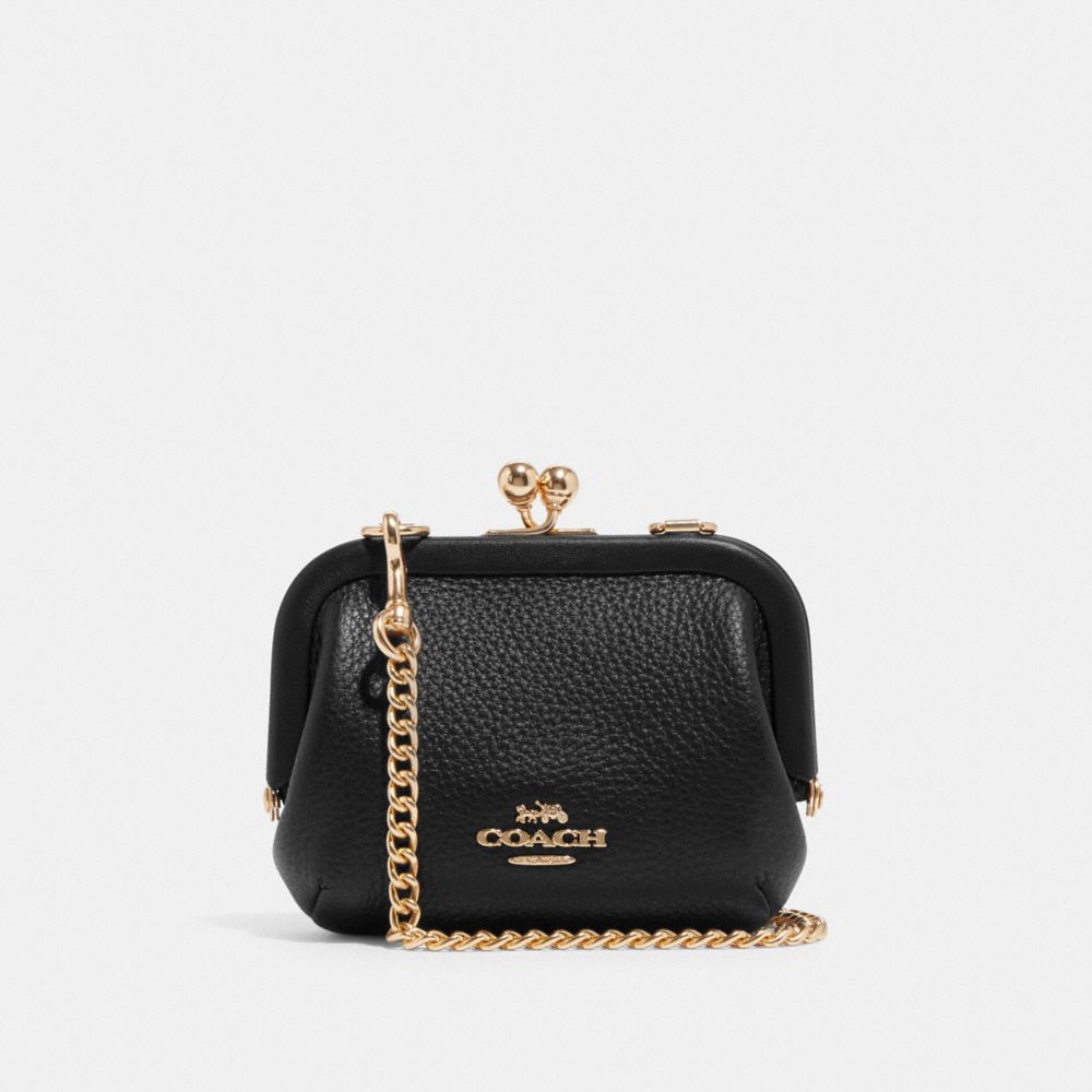 COACH CH519 Nora Kisslock Card Case Gold/Black