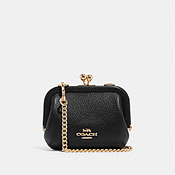 COACH CH519 Nora Kisslock Card Case GOLD/BLACK