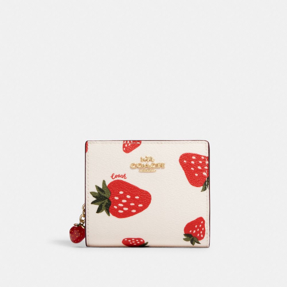 Snap Wallet With Wild Strawberry Print - CH539 - Gold/Chalk Multi