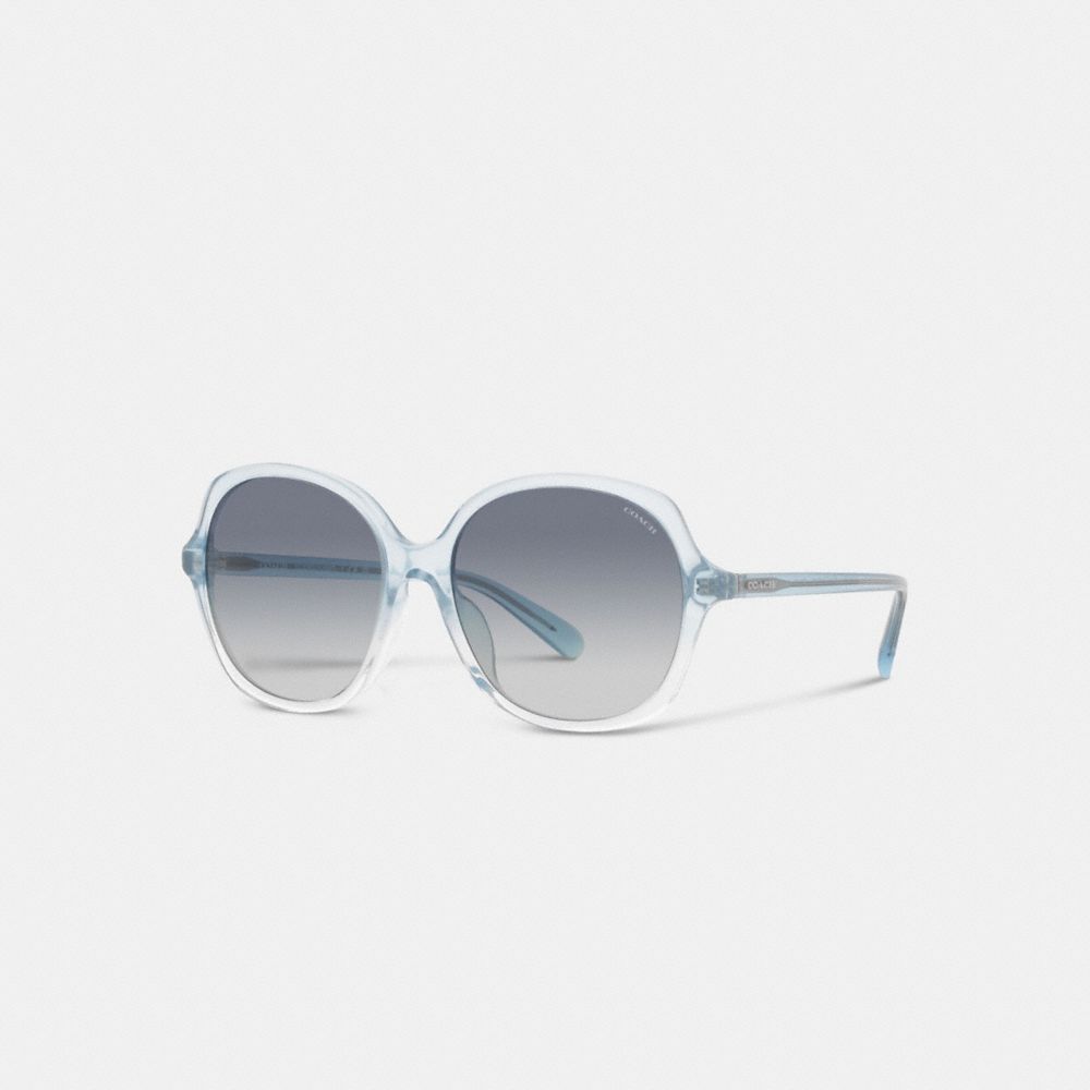 COACH CH557 Oversized Round Sunglasses Transparent Blue