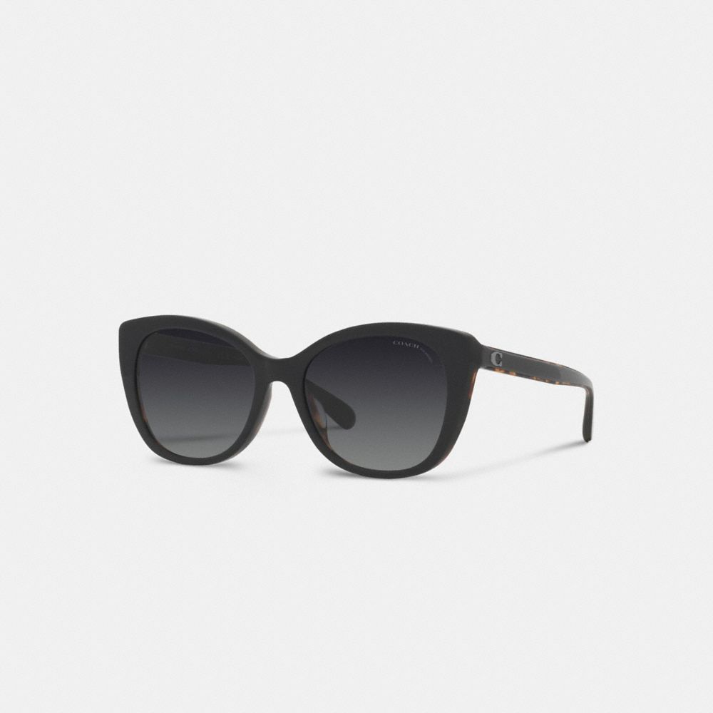 COACH CH567 Beveled Signature Oversized Cat Eye Sunglasses Black/Tortoise